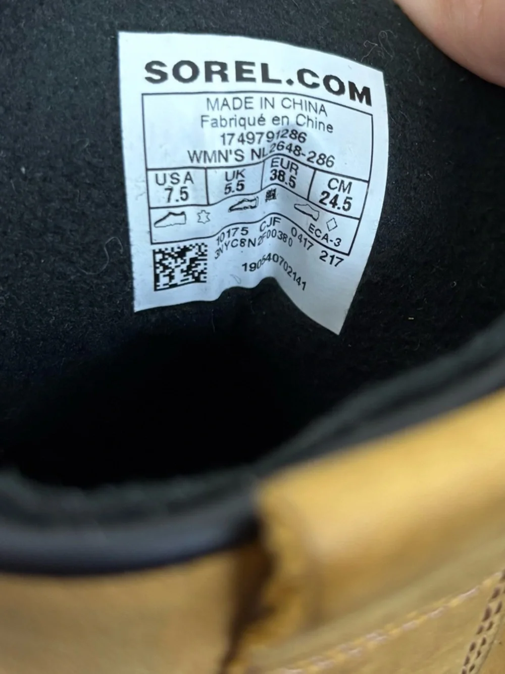 Sorel Emelie 1964 Boots Leather Nubuck Waterproof Black & Elk Brown Women’s 7.5